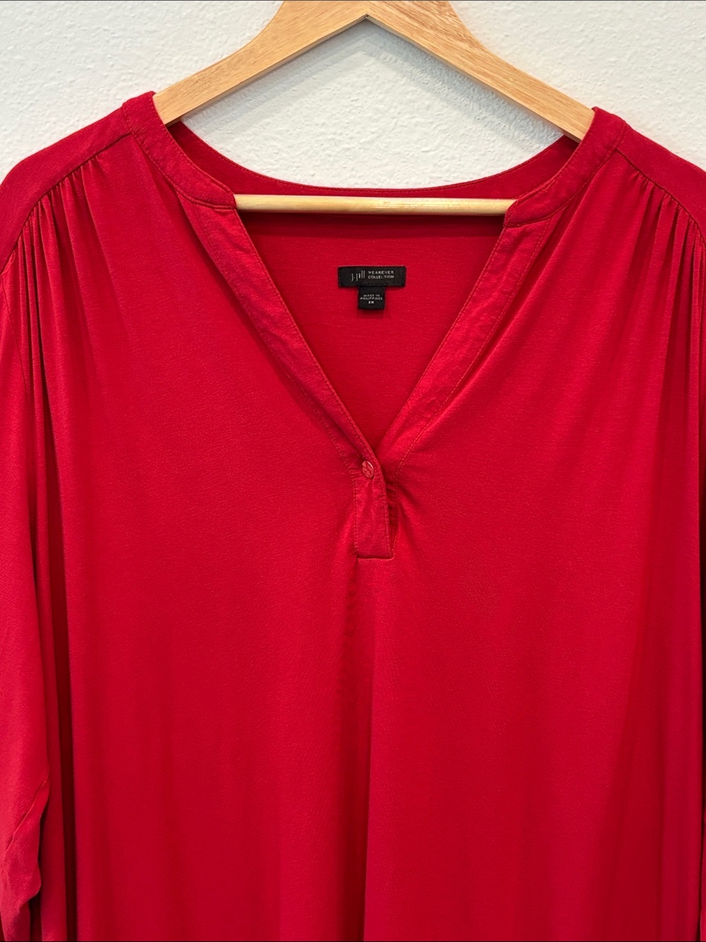 J. Jill Women’s Bright Red V-Neck Tunic Top Size 2X Office - Picture 3 of 8